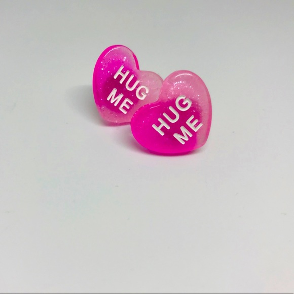 Hug Me Ombré Glitter Conversation Heart Earrings